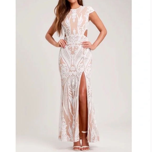 NWT Emily sequin beaded cutout gown - Picture 1 of 4